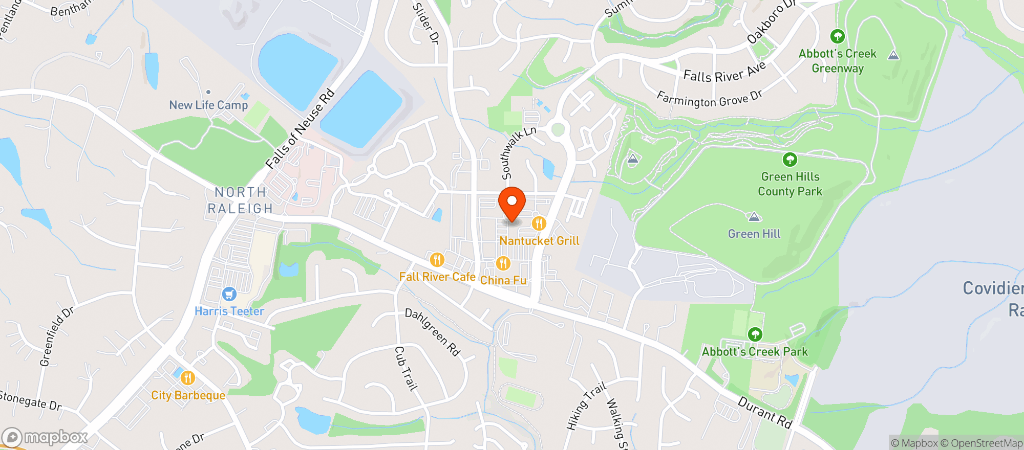 Map showing Hop Yard - Raleigh