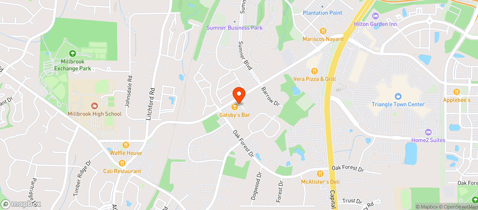 Map showing Gatsbys Gin Joint