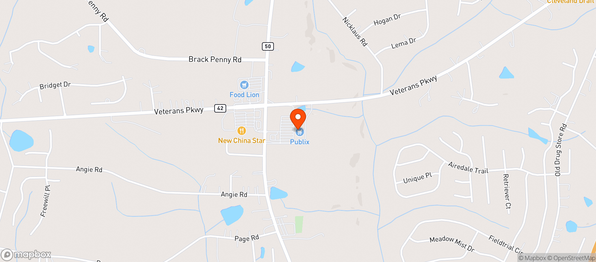 Map showing Publix Super Market #2031