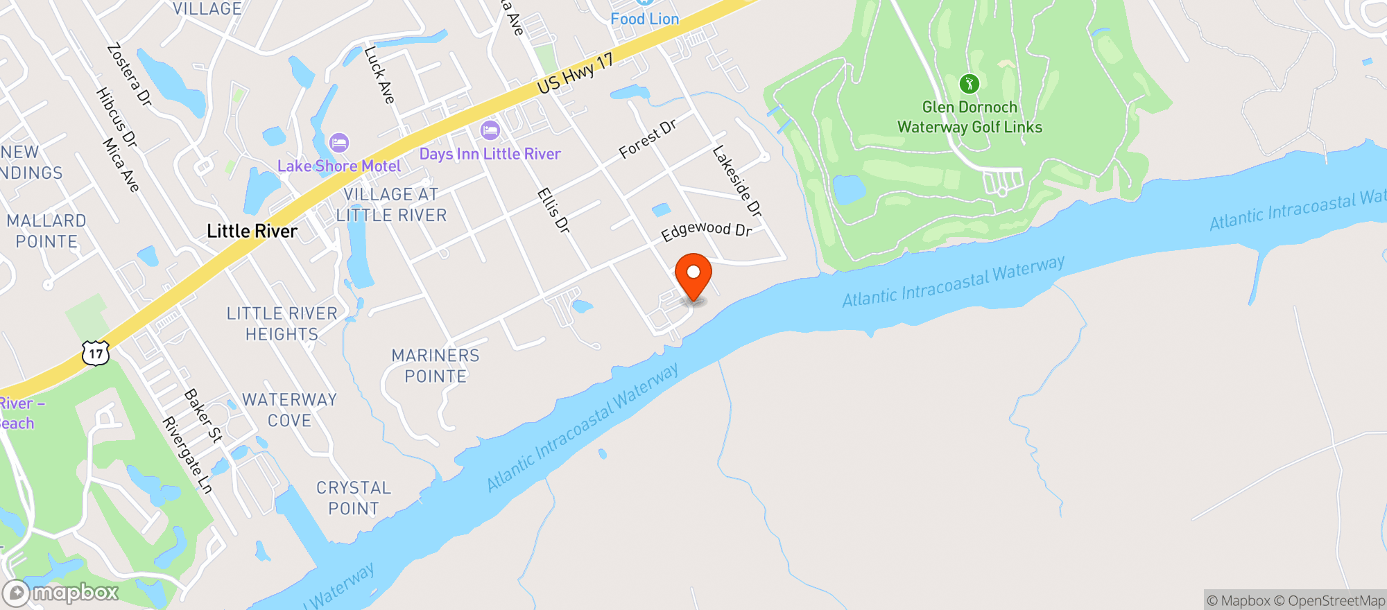Map showing Patios Tiki Bar & Grill