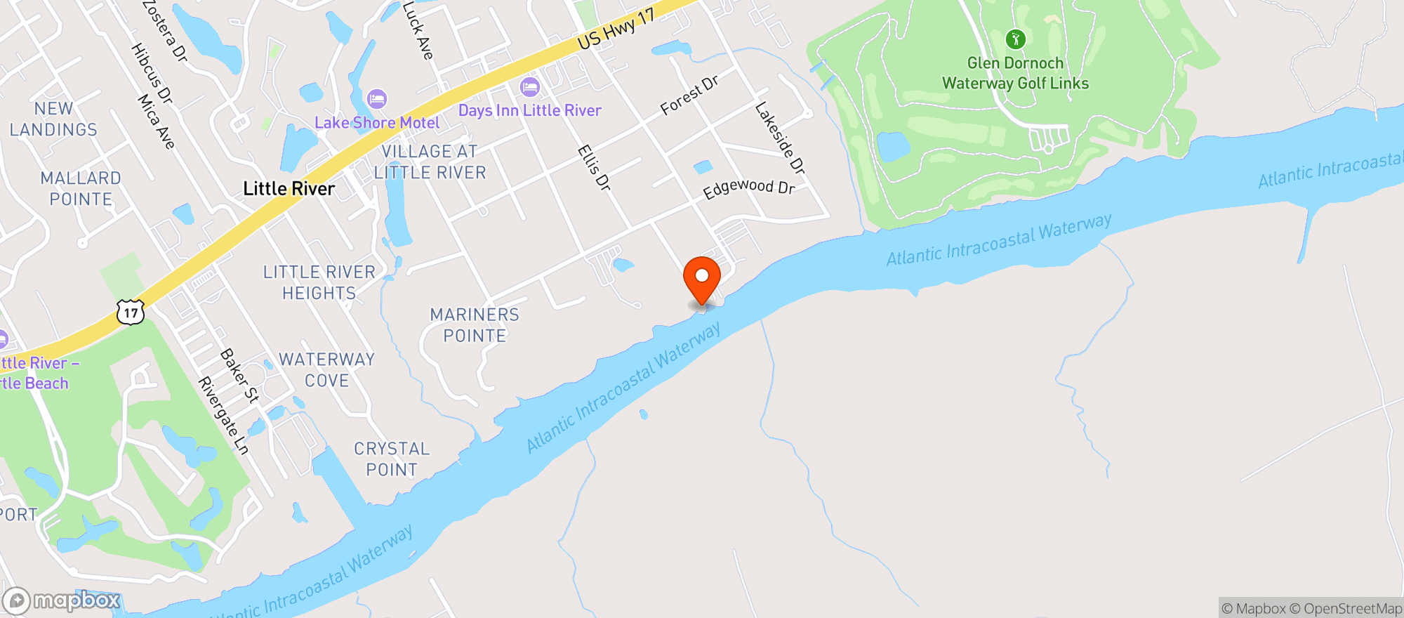 Map showing Crab Catcher's / Waterfront