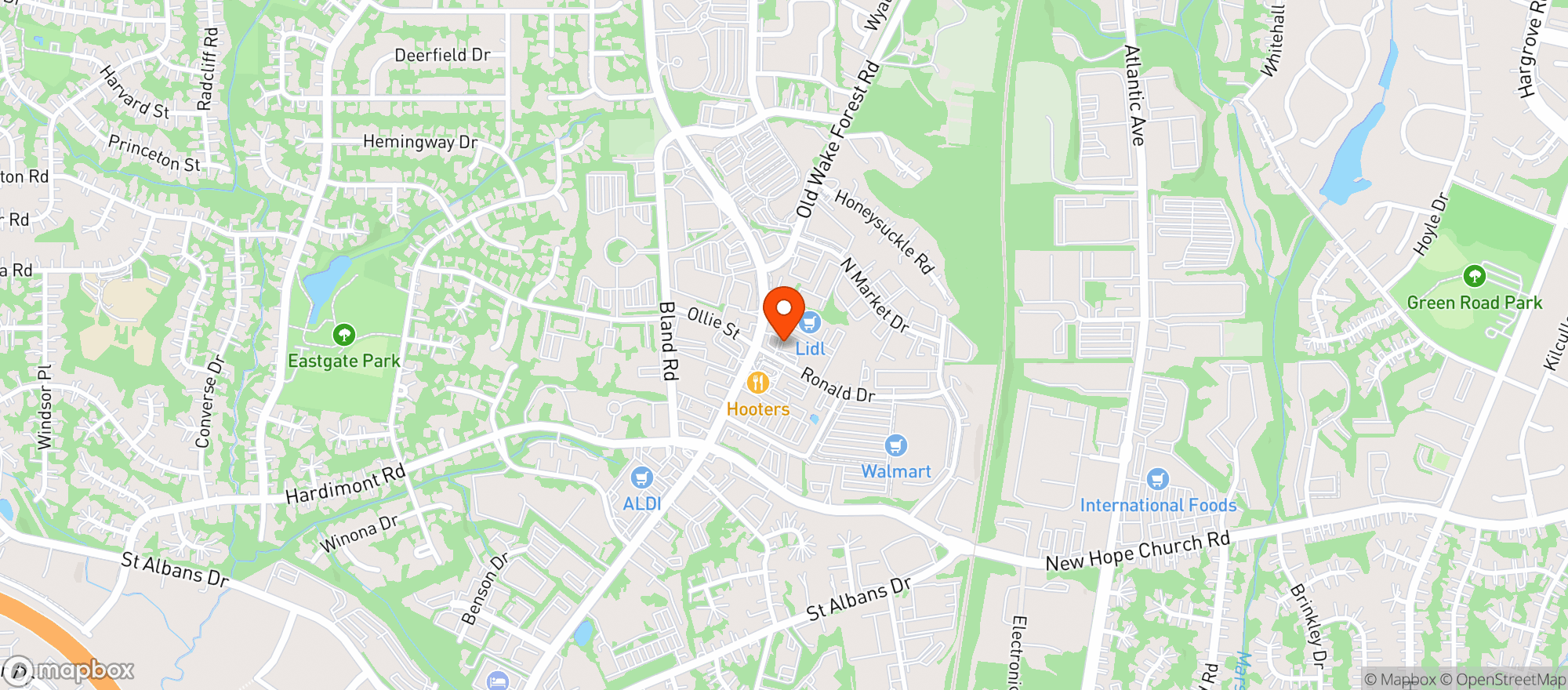 Map showing Circle K 2723098 (Wake Forest Rd)