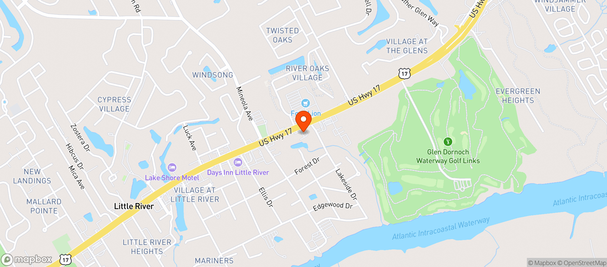 Map showing Finish Line Grill (myr)
