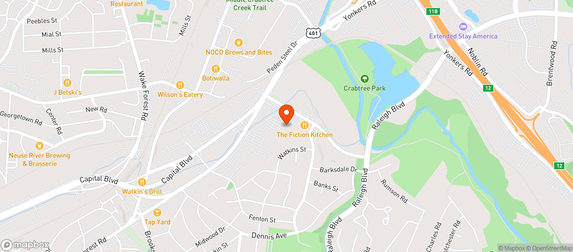 Map showing Mordecai Beverage Company