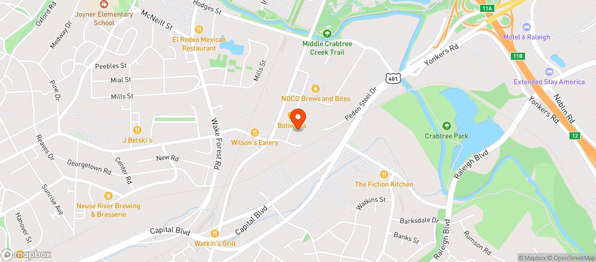 Map showing Jaguar Bolera - Raleigh