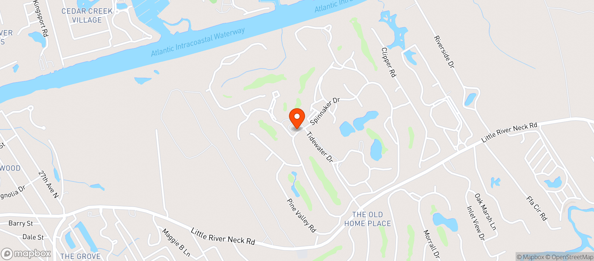 Map showing TIDEWATER GOLF COURSE CHARITY GOLF
