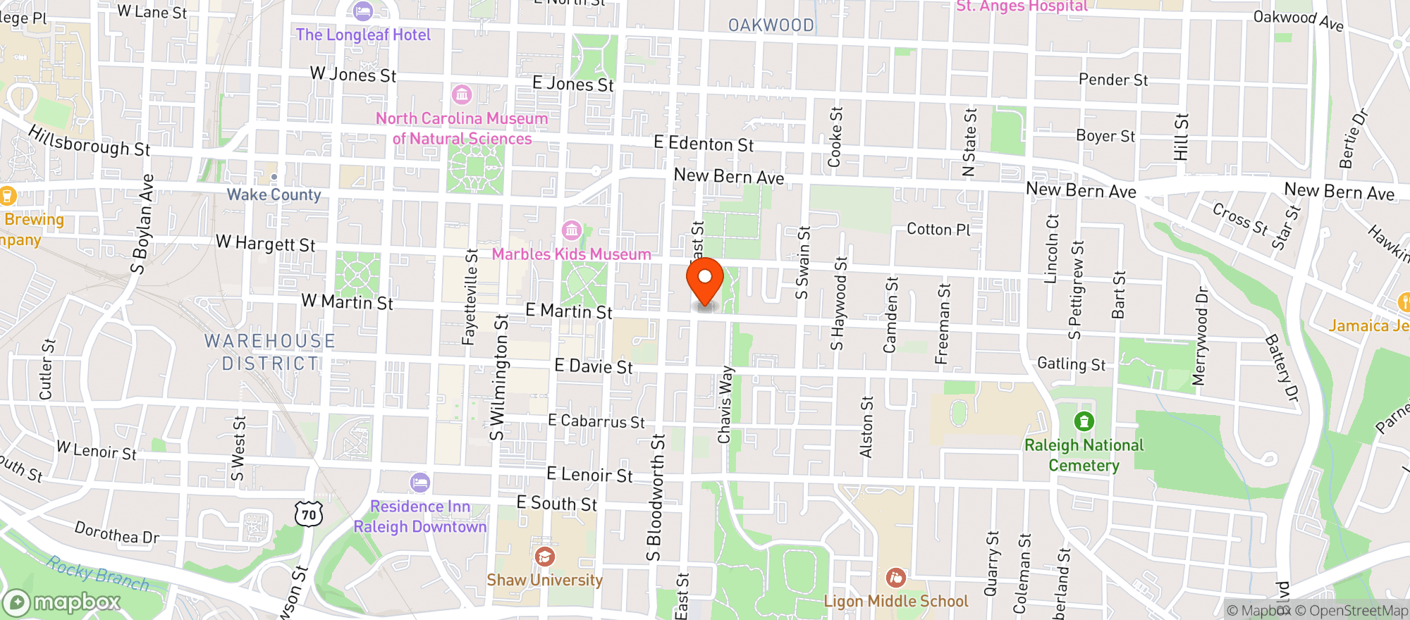 Map showing Roshambo Beverage Co