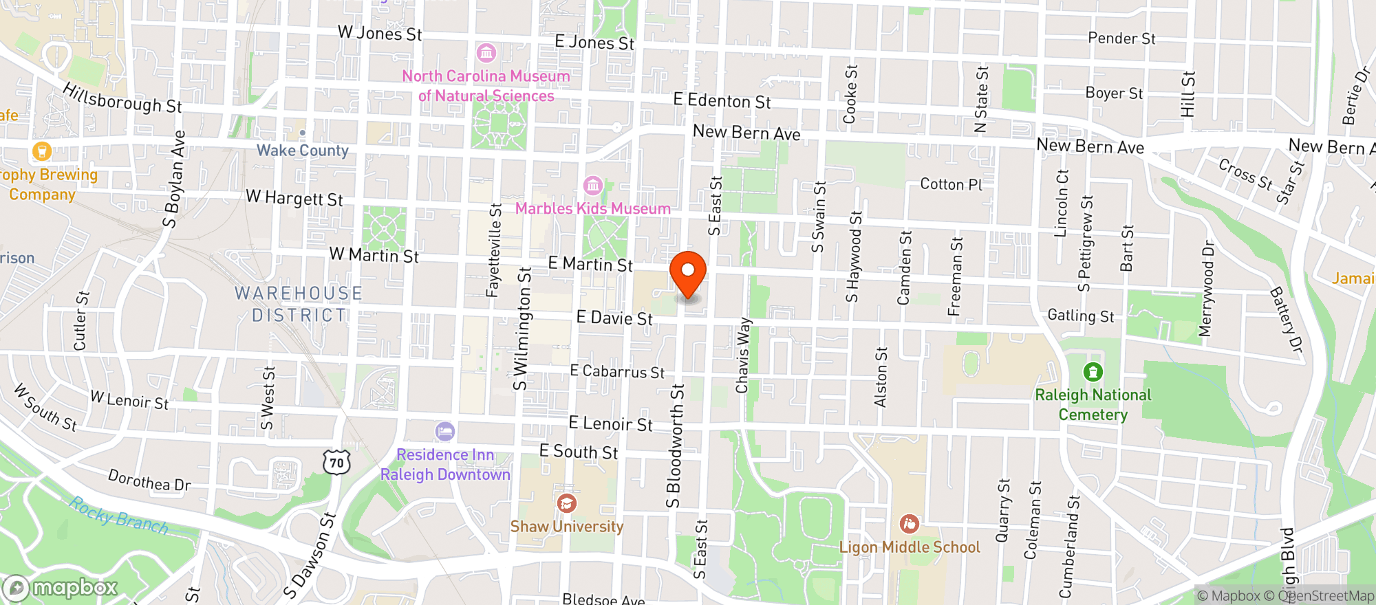 Map showing Raleigh Wine Shop