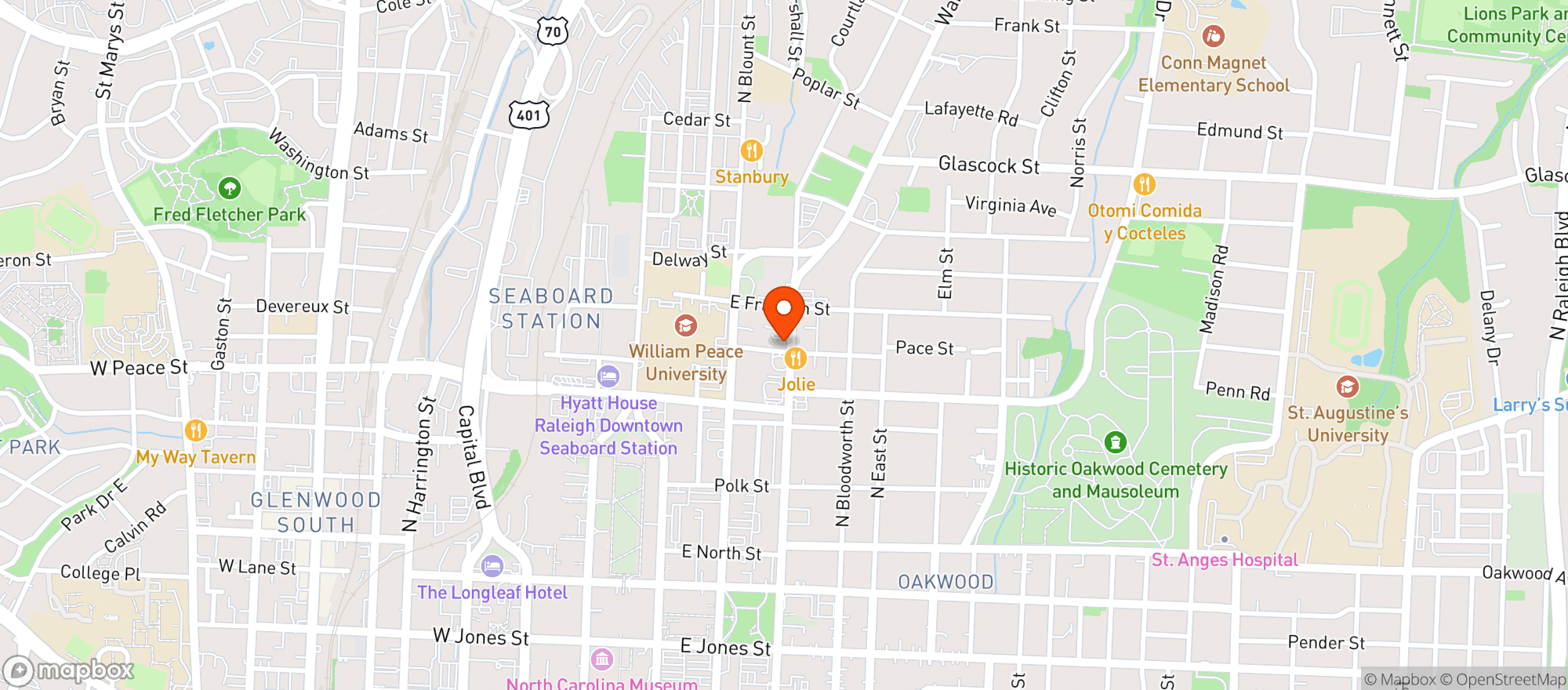 Map showing Station Restaurant And Bar (raleigh