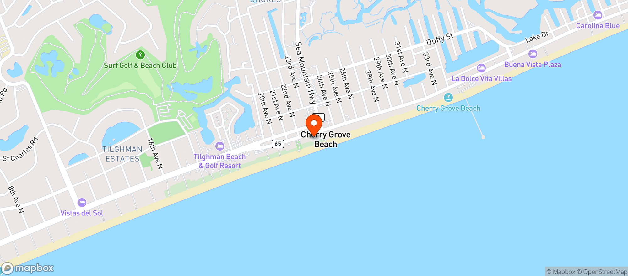 Map showing Murphy's on the Beach