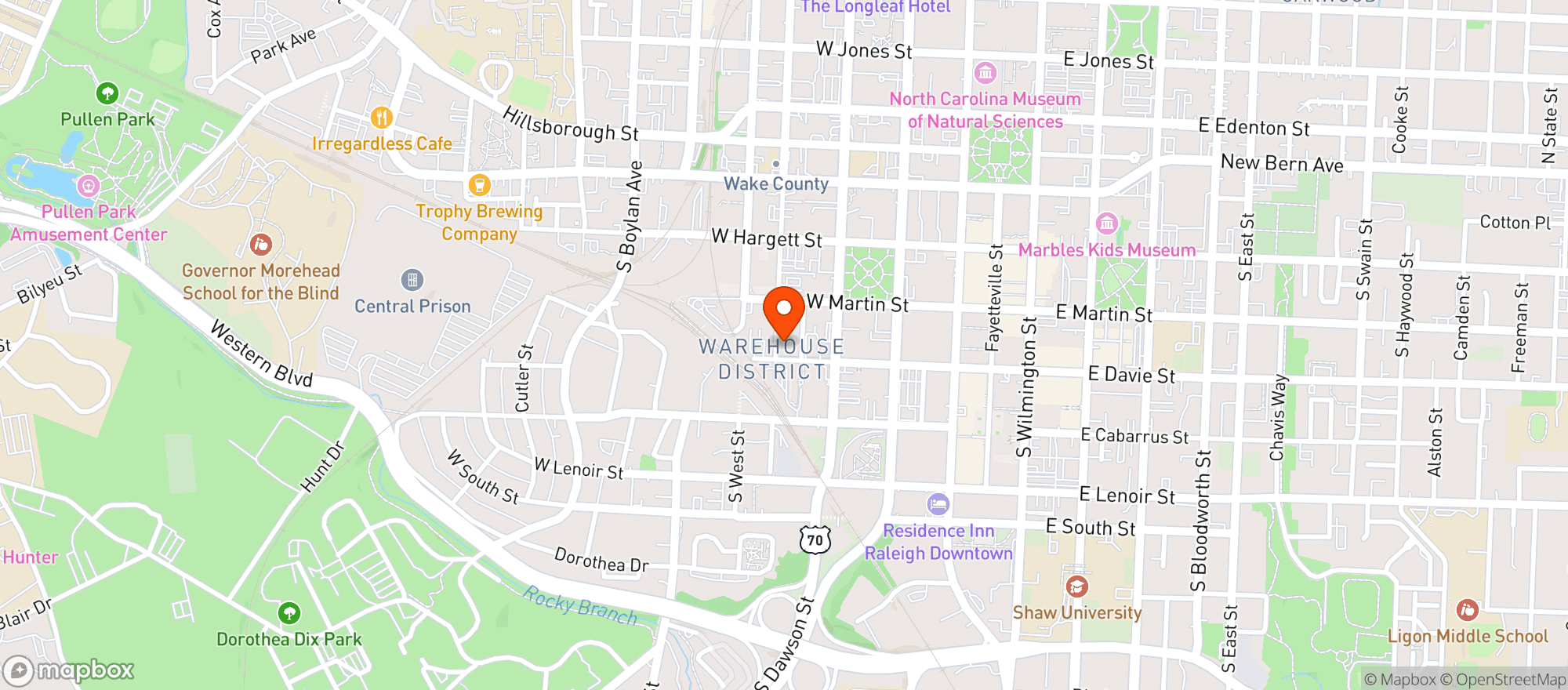 Map showing Boxcar Bar & Arcade