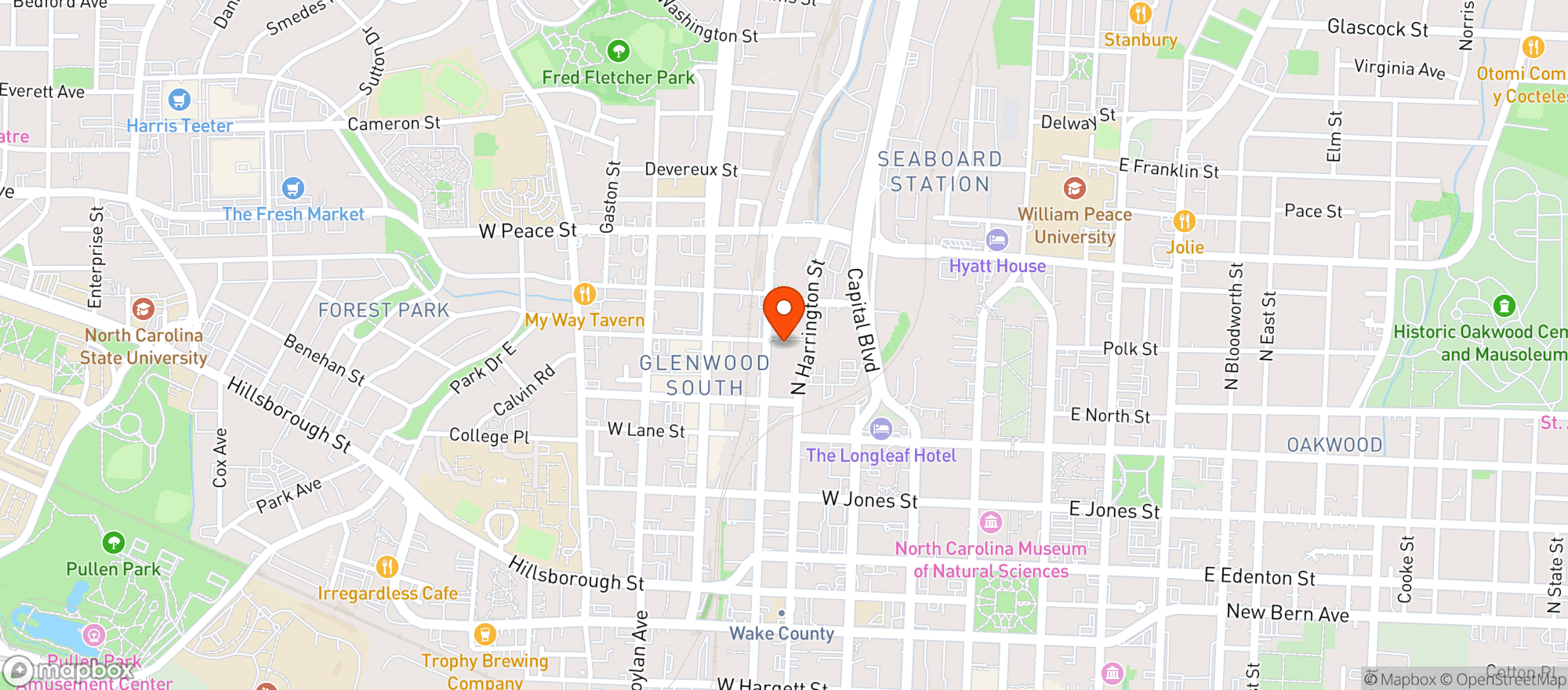 Map showing Dose Yoga and Smoothie Bar