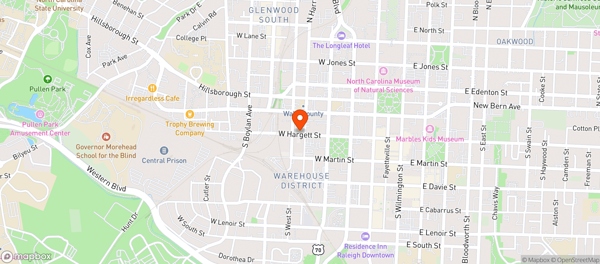 Map showing Weaver Street Market