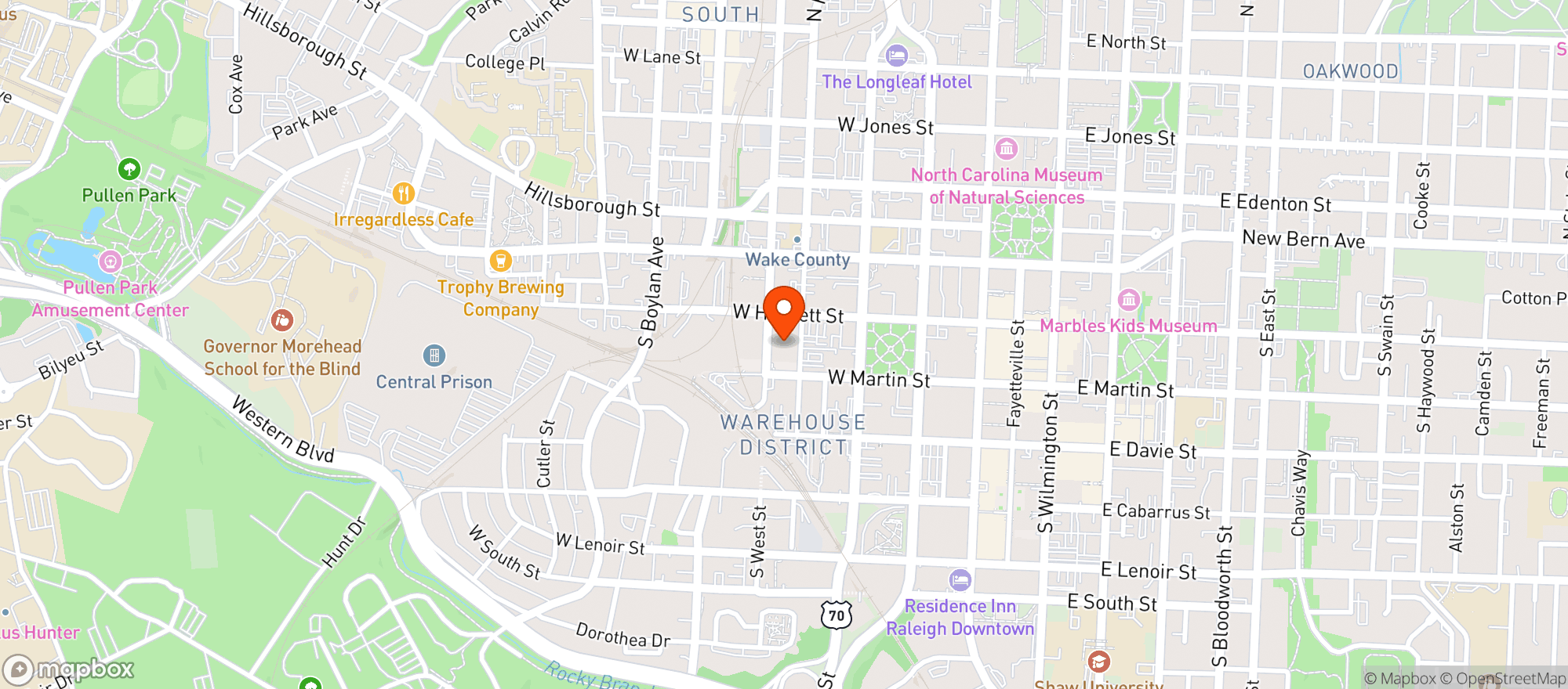 Map showing Oak Steakhouse
