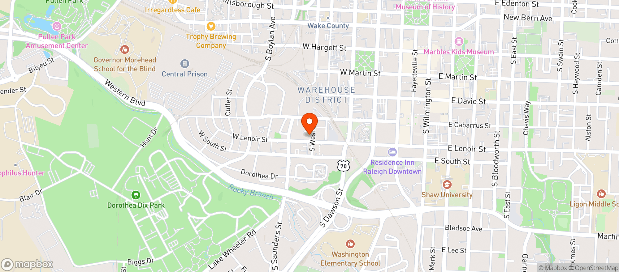 Map showing Sam Jones Bbq