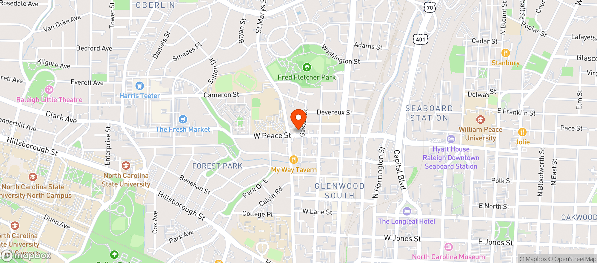 Map showing Peace Street Market