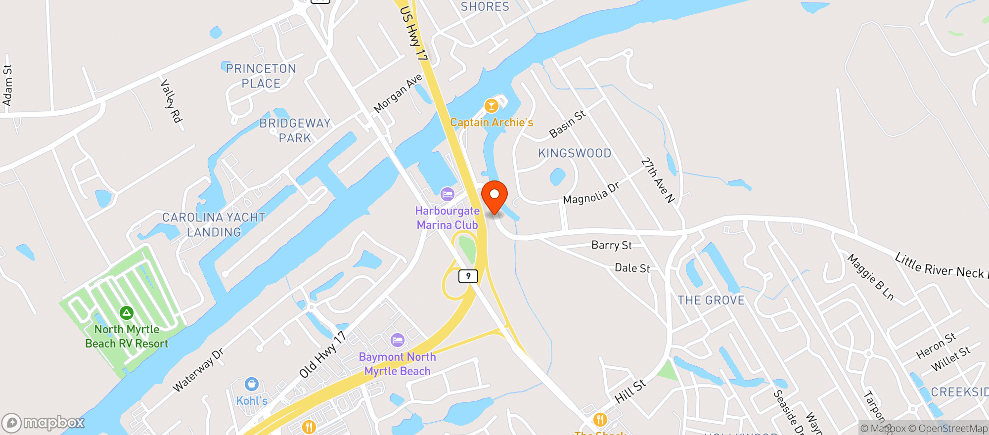 Map showing Captain Archies