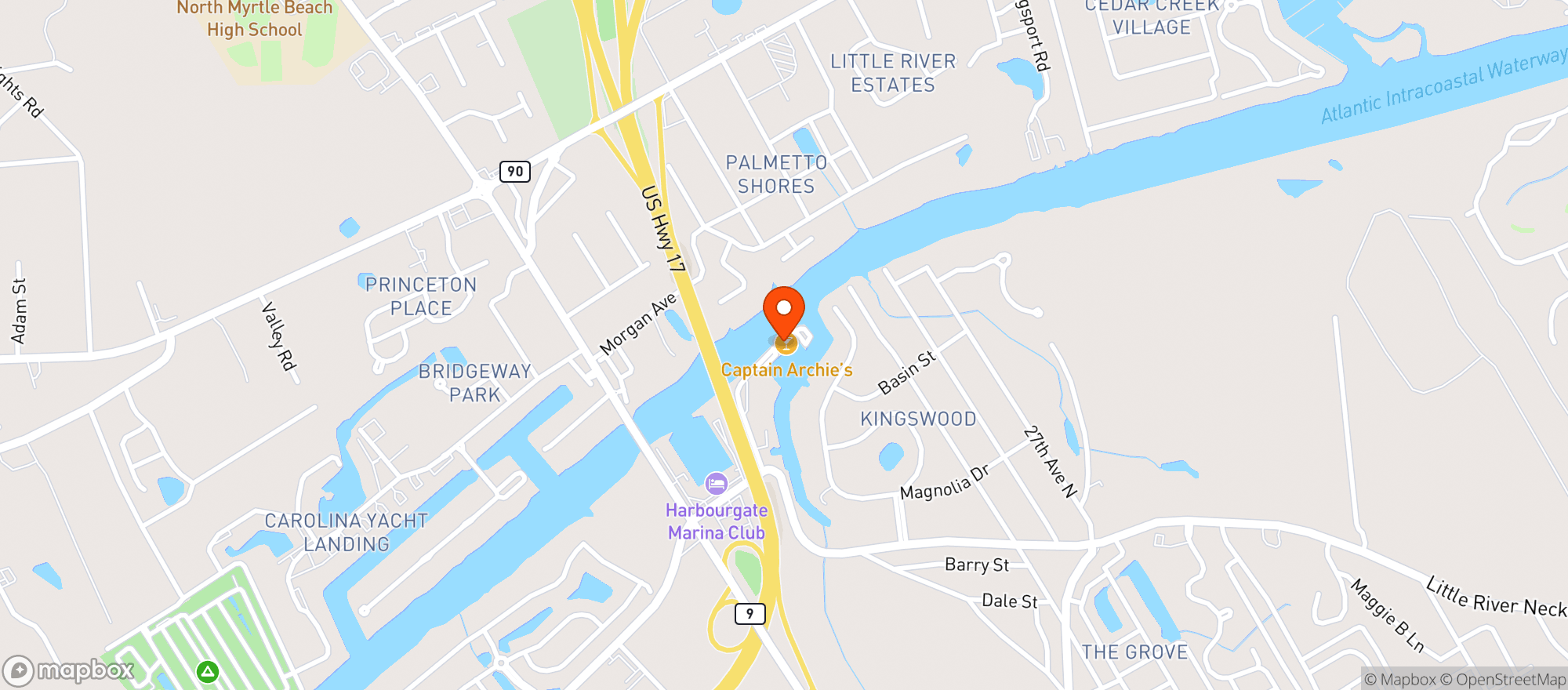 Map showing Captain Archie's