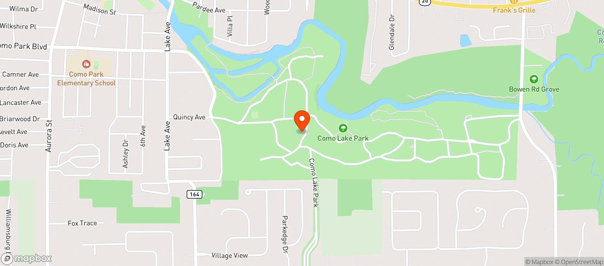 Map showing Como Lake Park