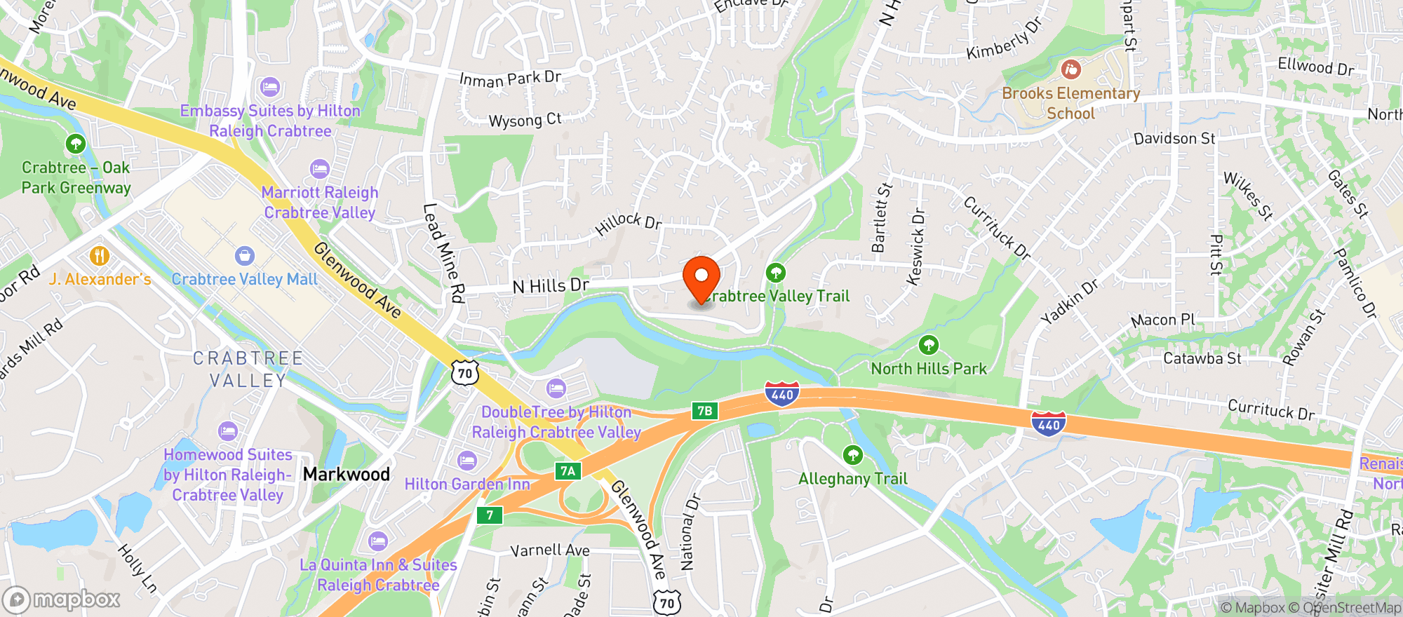 Map showing North Hills Laundry Spot