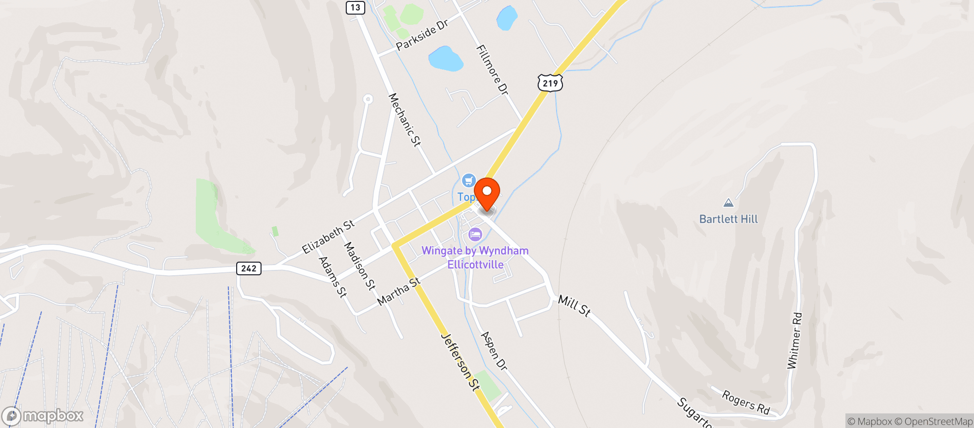 Map showing Finnertys Tap Room