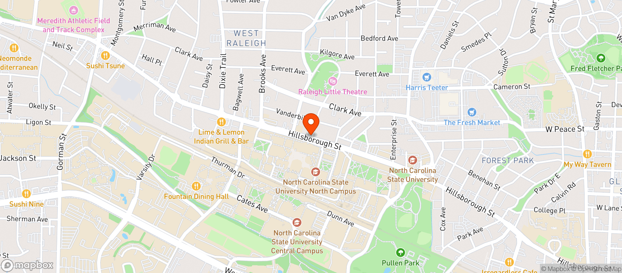 Map showing Campus Mart & Deli