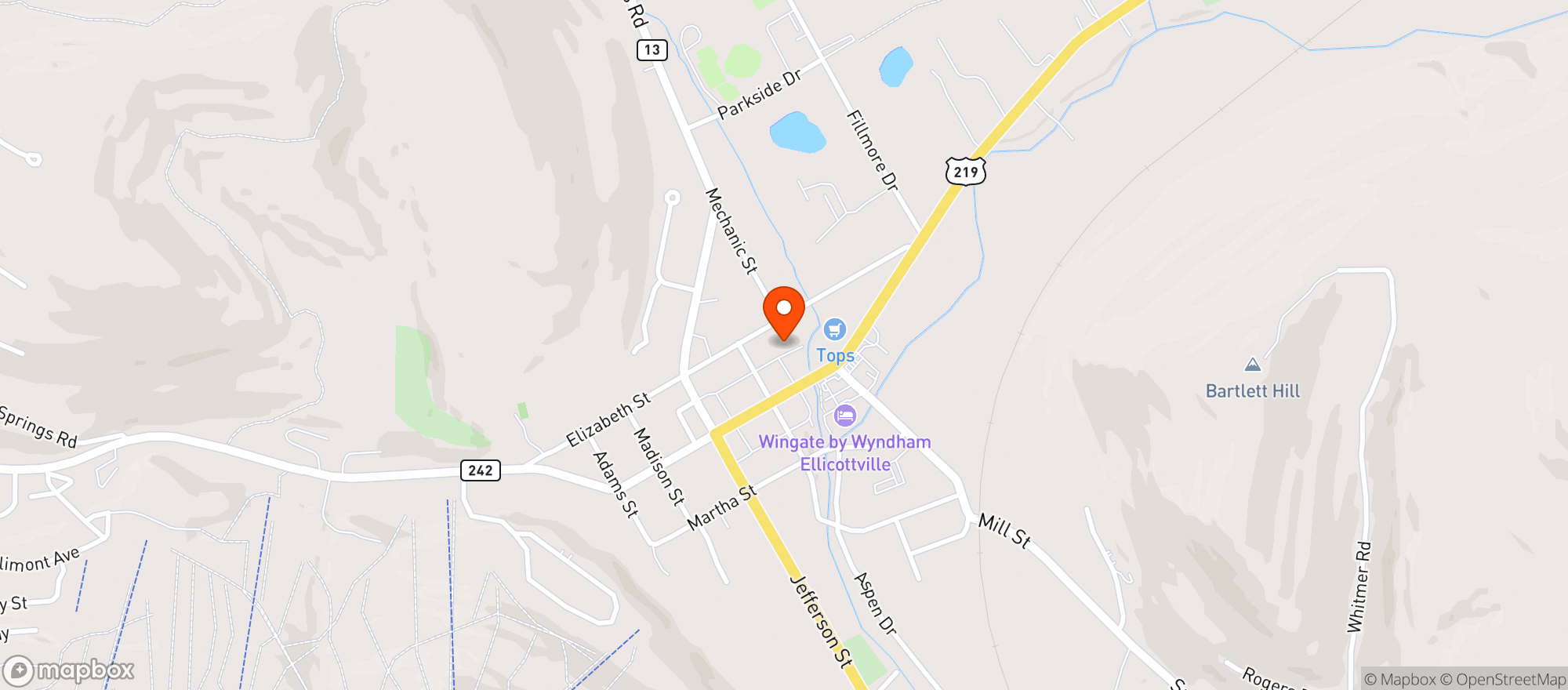Map showing Silver Fox Restaurant