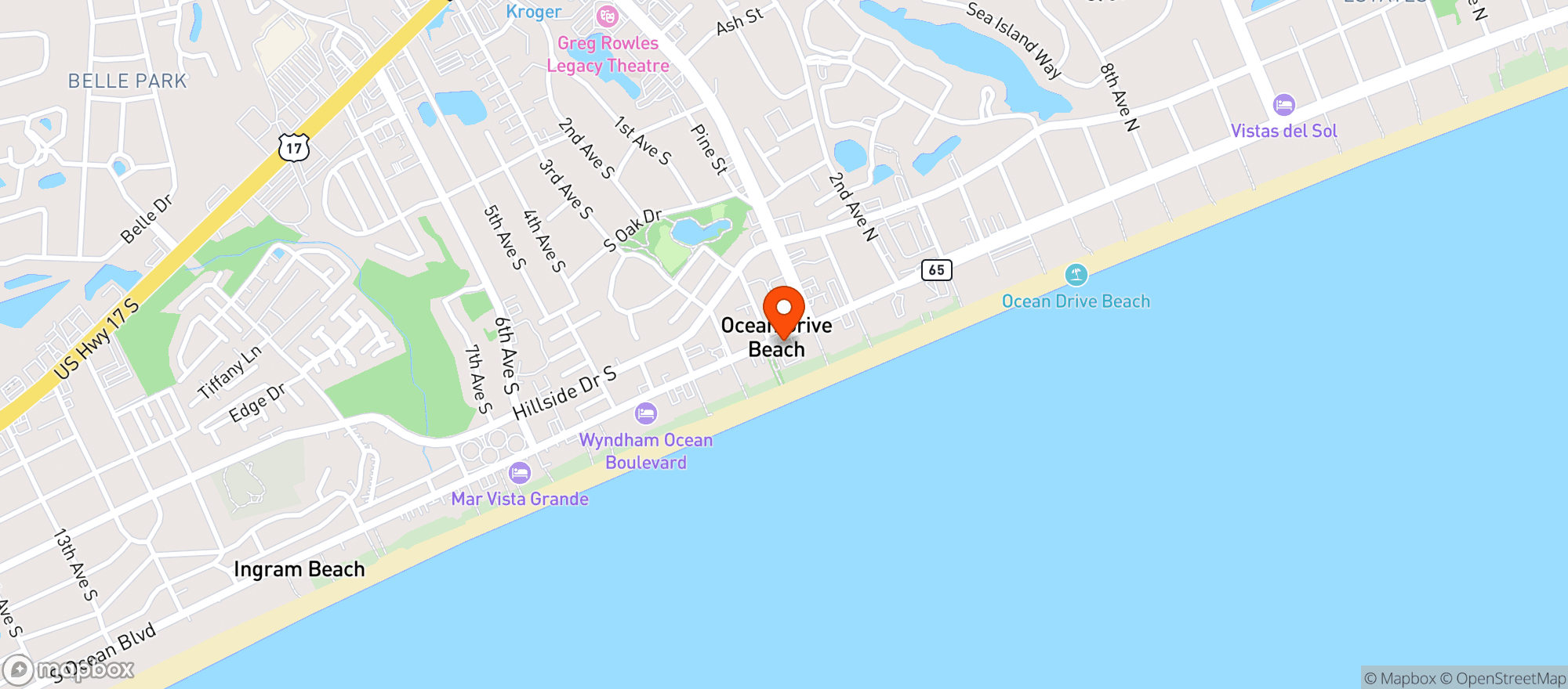Map showing Bouys Beach Bar & Grill (myr)