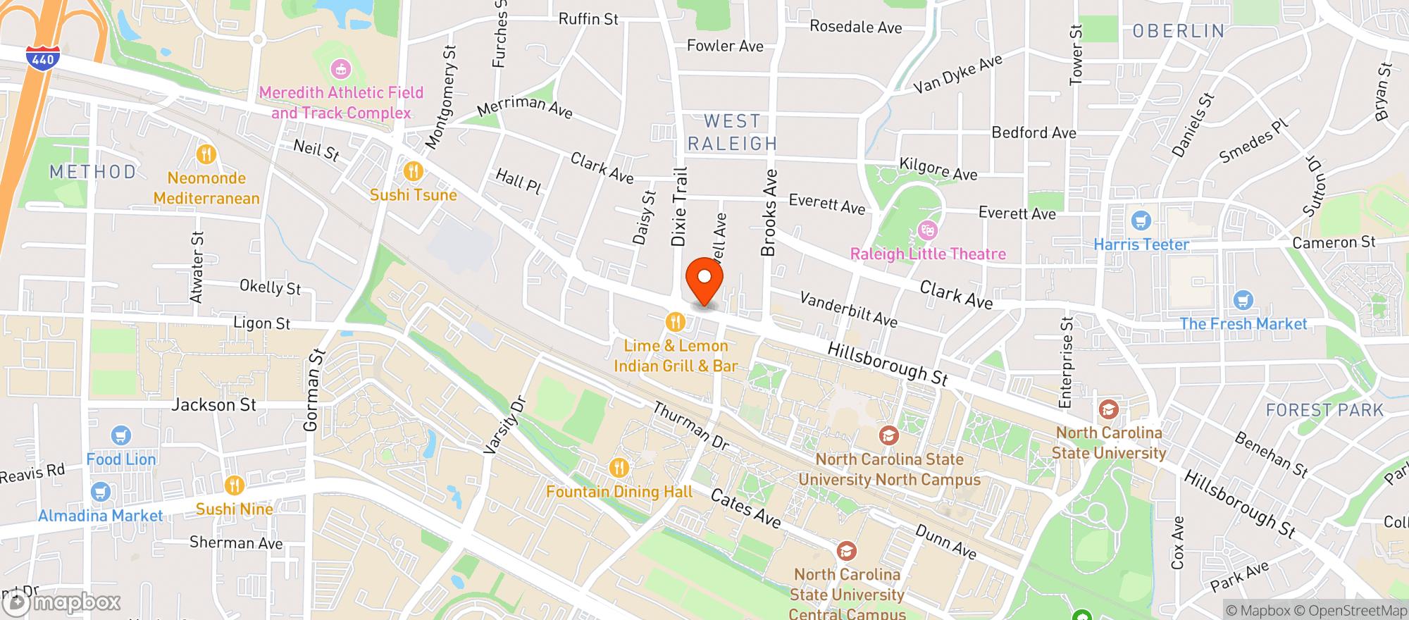 Map showing College Beverage