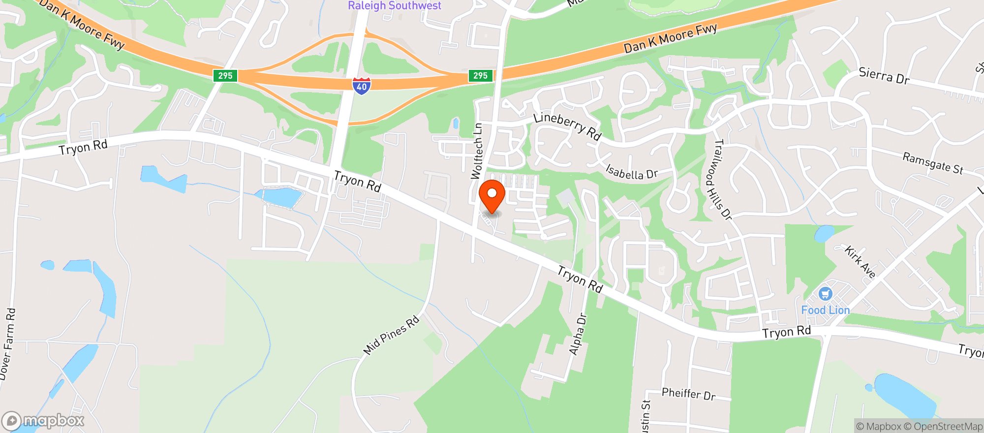 Map showing E Z Way (tryon Road)