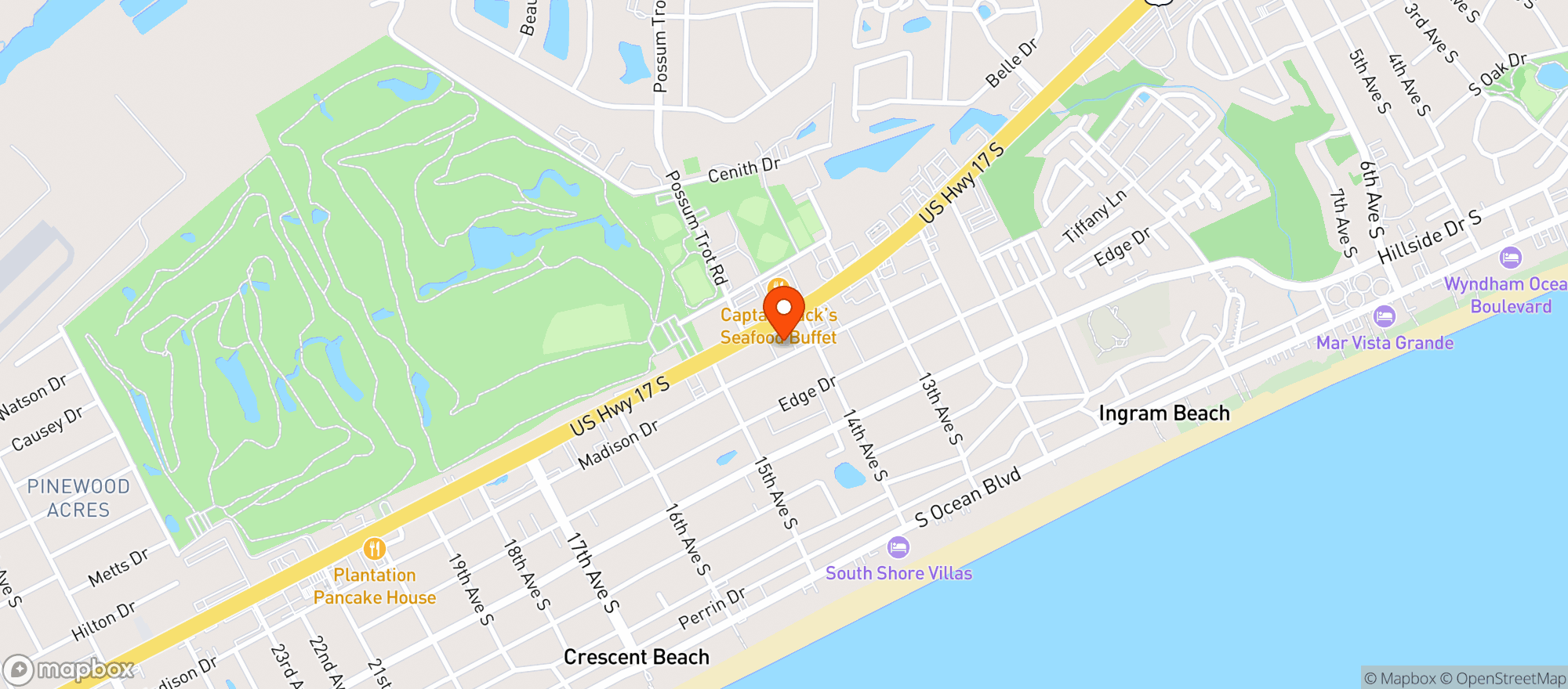 Map showing Grumpy Monk North Myrtle Beach