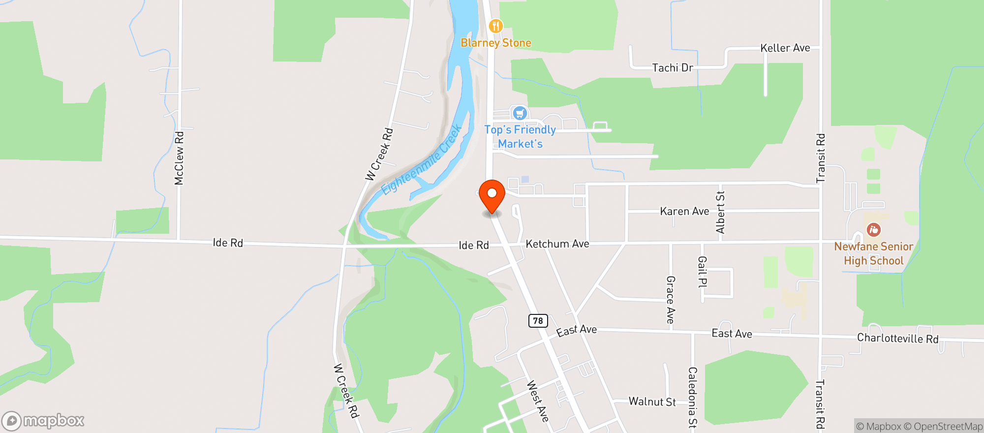 Map showing Pub & Grove