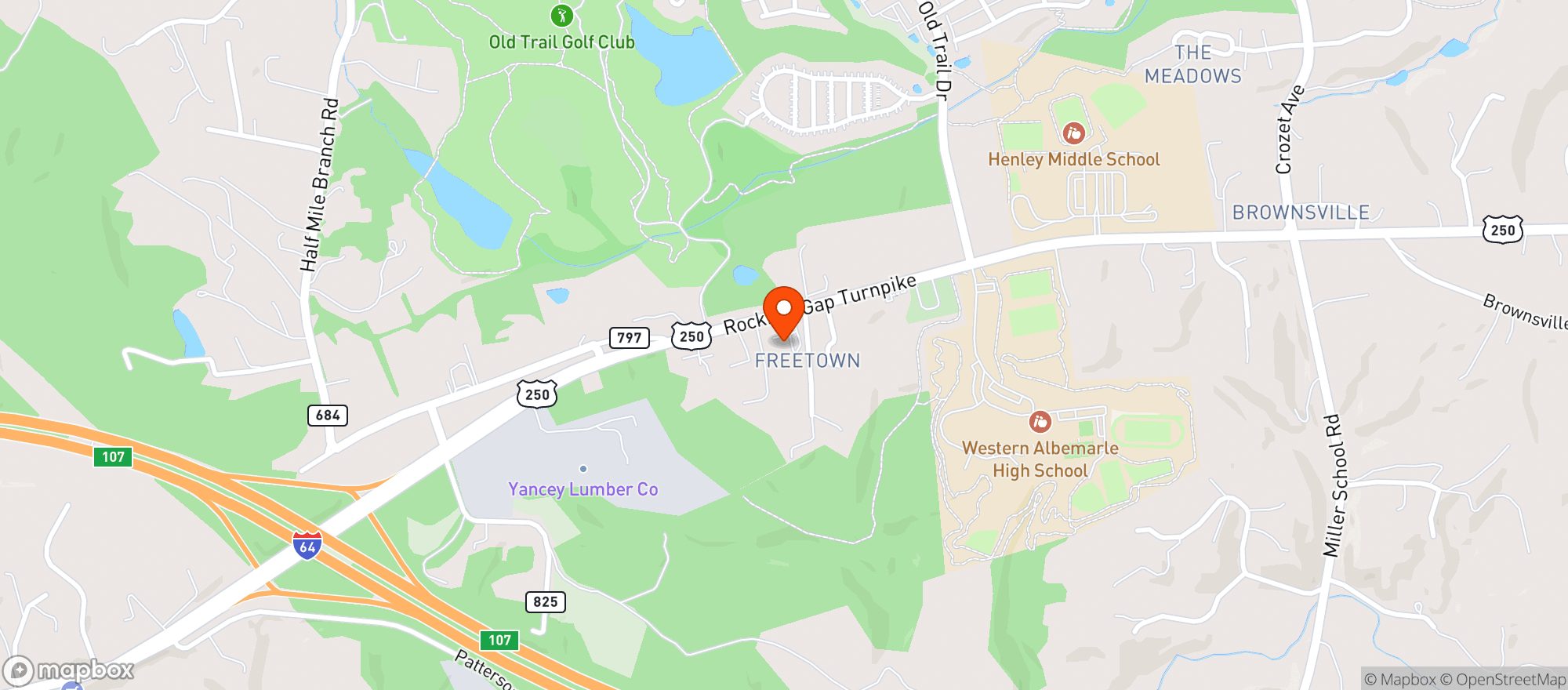 Map showing Crozet Mart