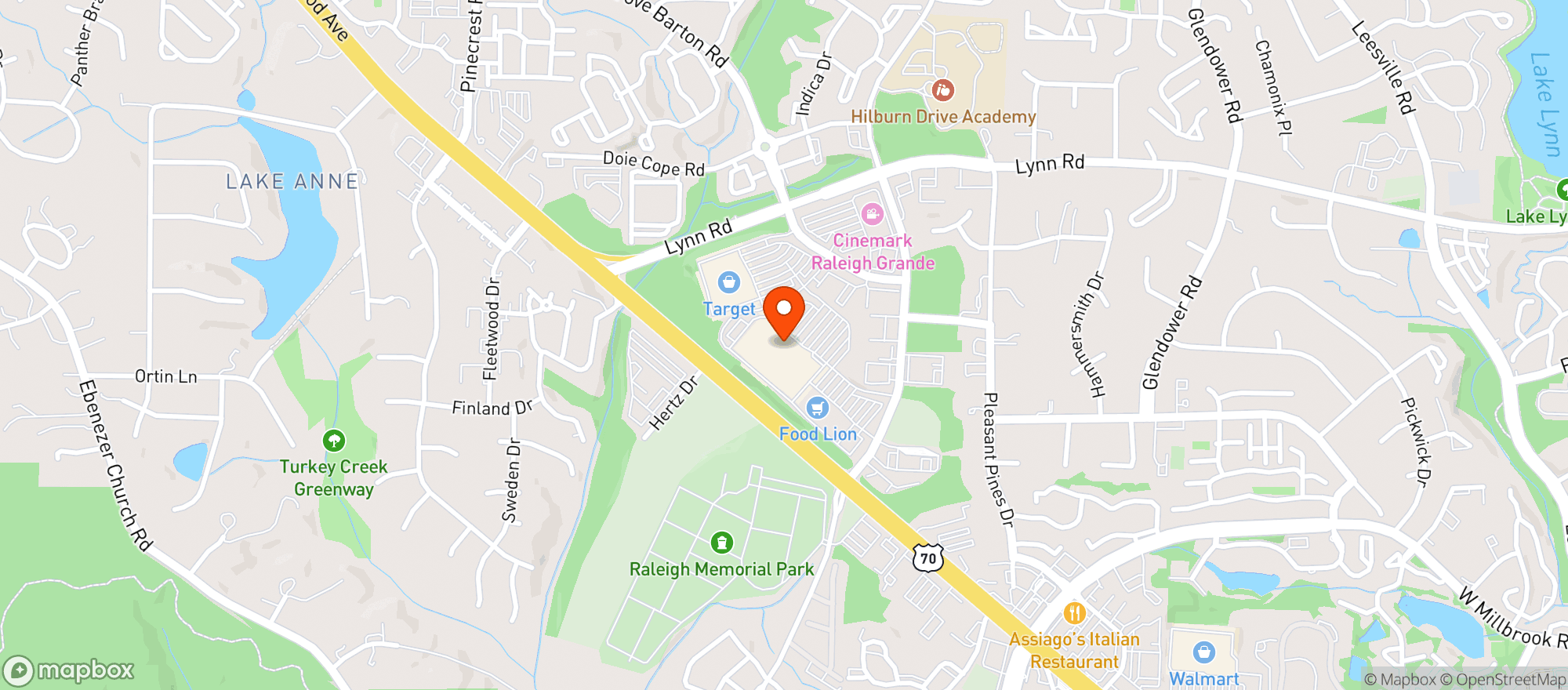 Map showing Target - Raleigh Hwy 70