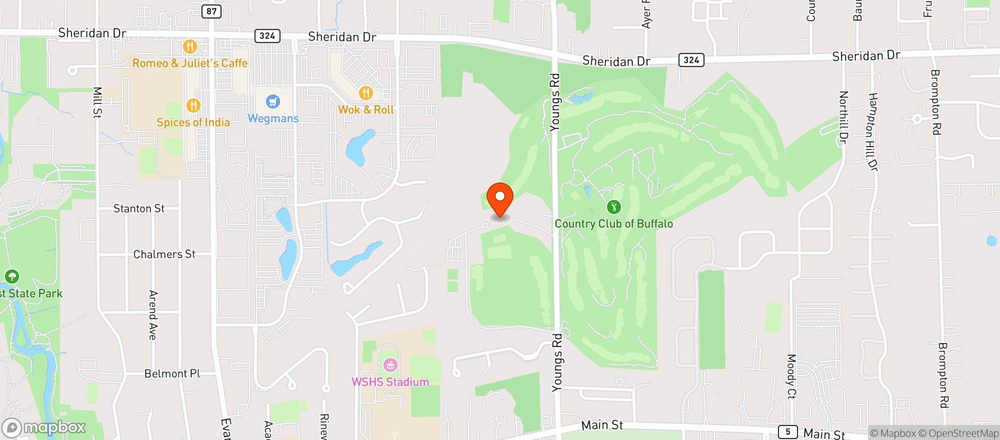Map showing Country Club Of Buffalo