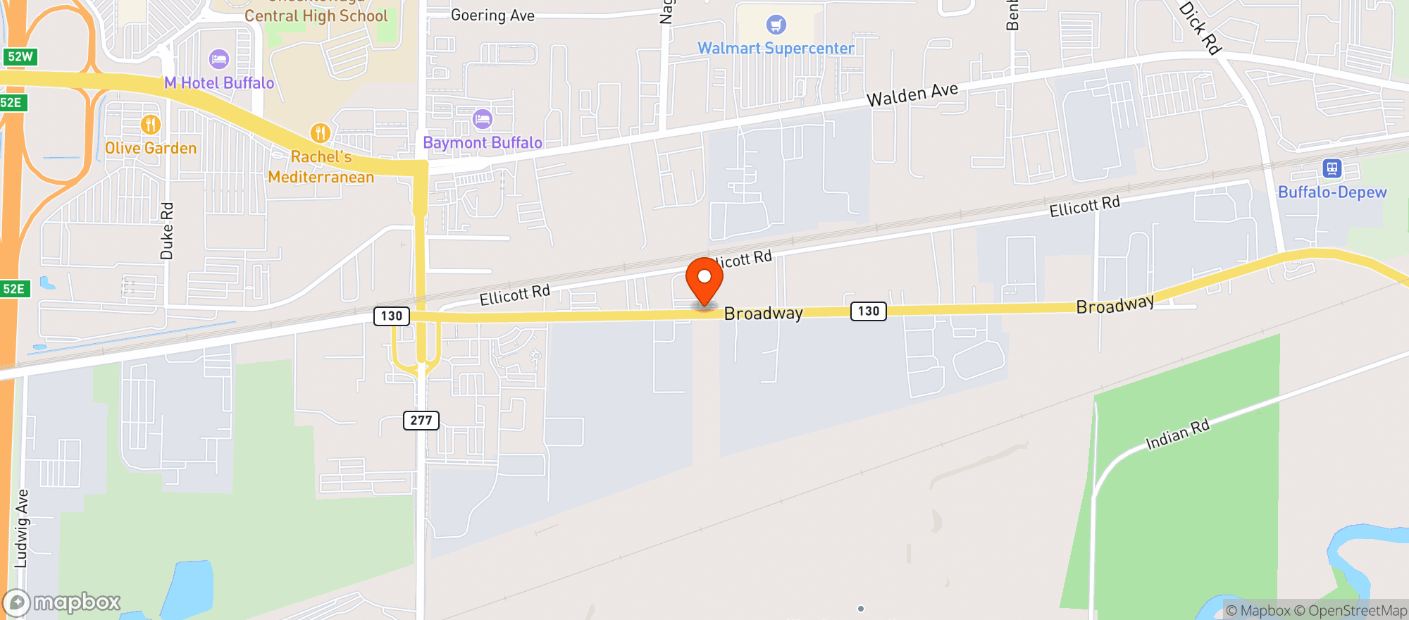 Map showing Broadway Sports Center