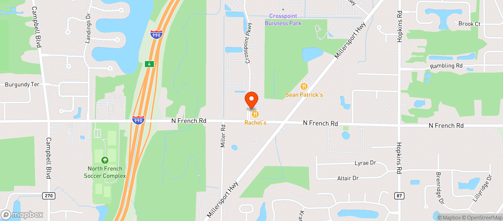 Map showing Amherst Pizza & Ale House