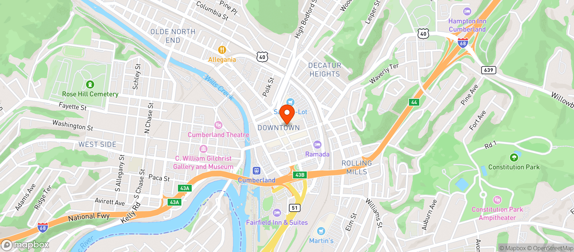 Map showing The Ferleman Gallery Lounge