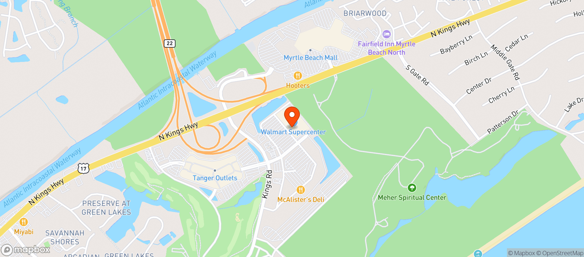 Map showing WALMART SUPERCENTER