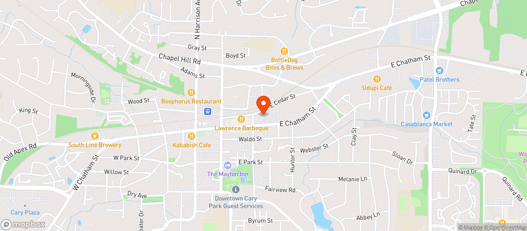 Map showing Bond Brothers Beer Company (E Cedar