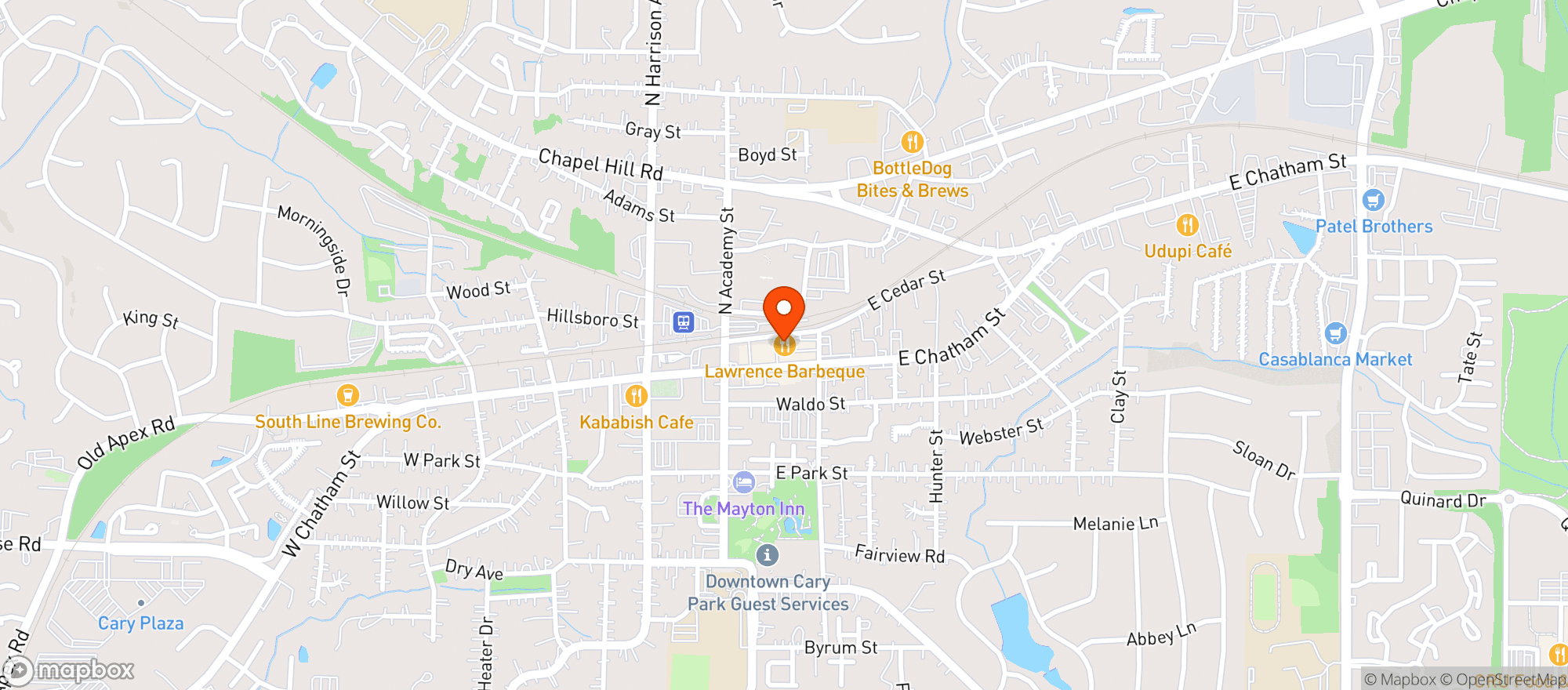 Map showing Lawrence Barbecue