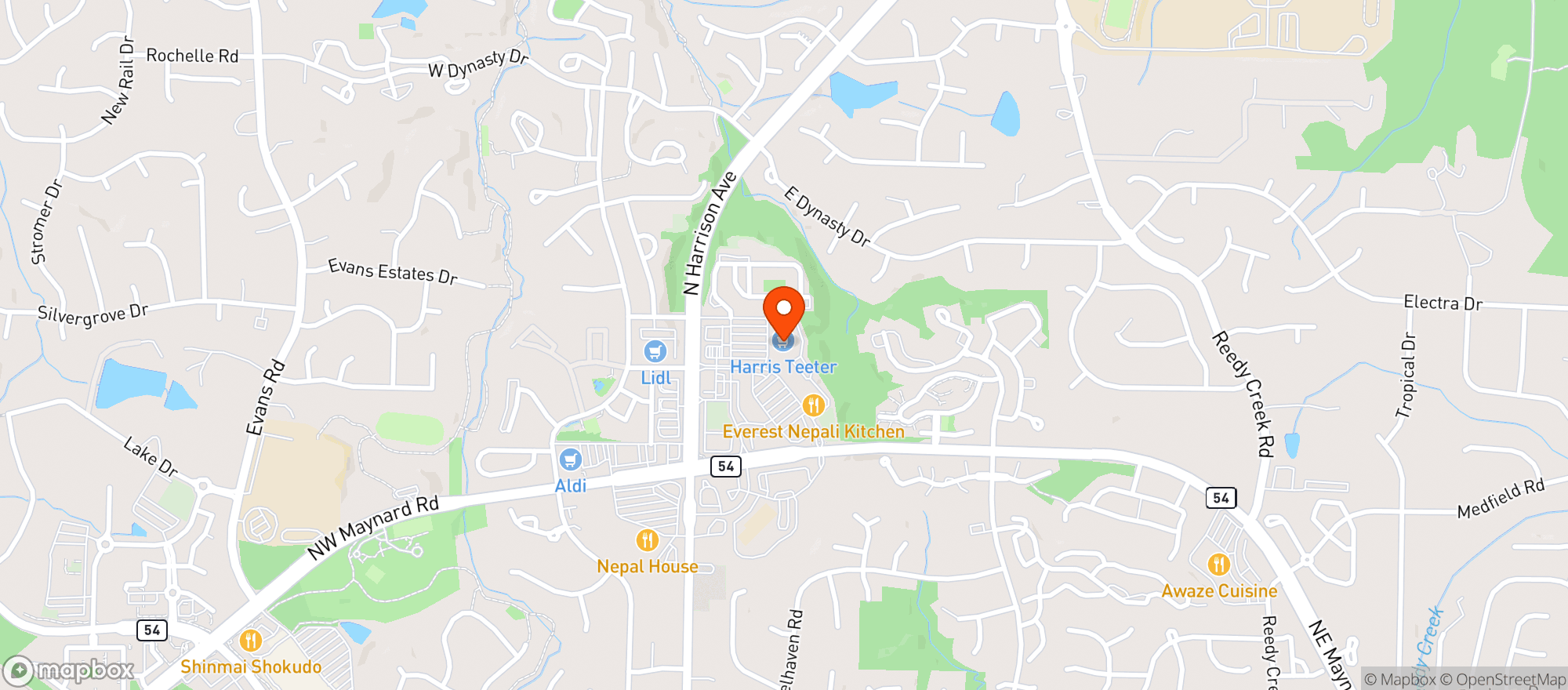 Map showing Harris Teeter