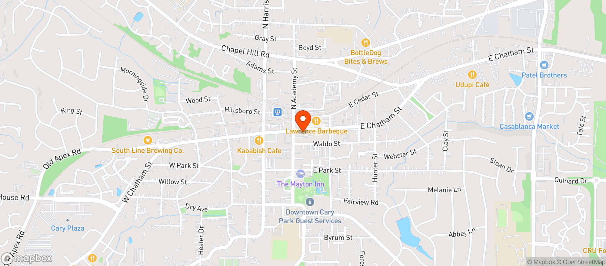 Map showing Crosstown Pub and Grill
