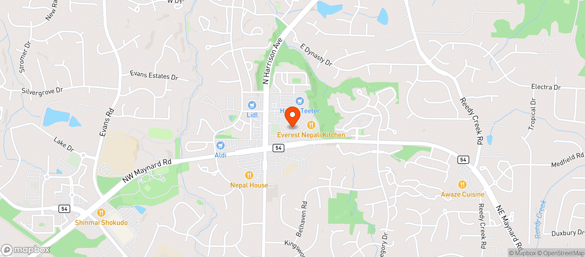 Map showing Big Easy (cary)