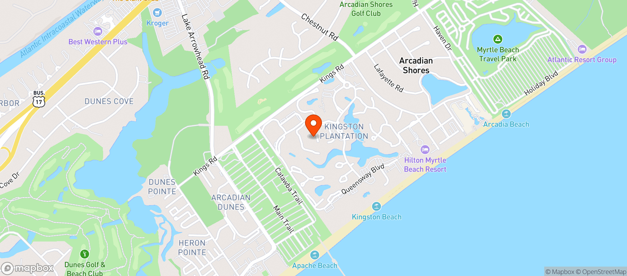 Map showing San Andres Myrtle Beach