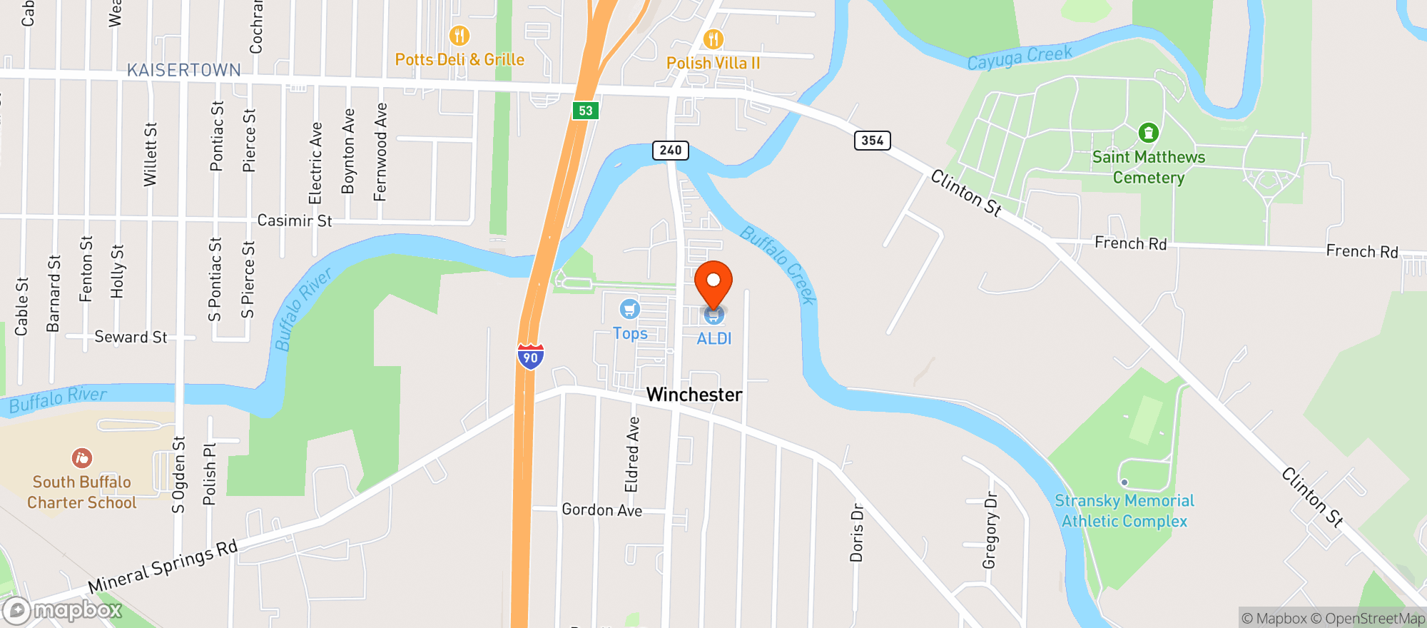 Map showing ALDI