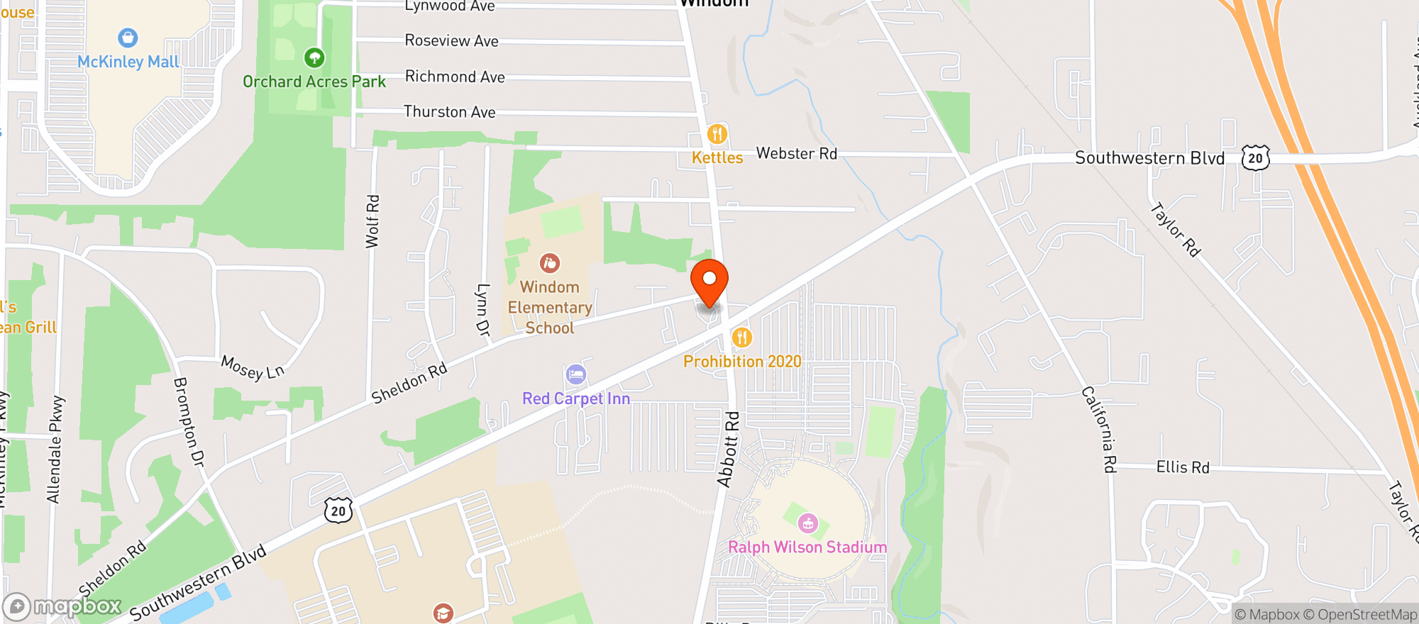 Map showing Stadium Mobil