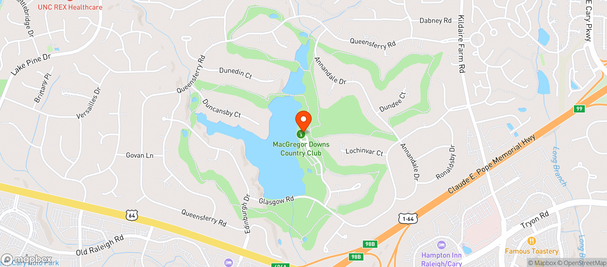 Map showing Macgregor Downs Country Club