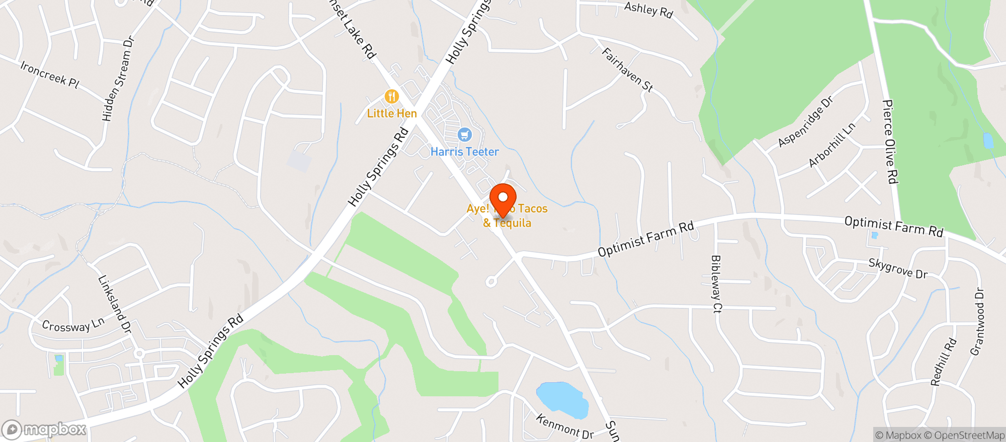 Map showing Triangle Wine Company (holly Spring