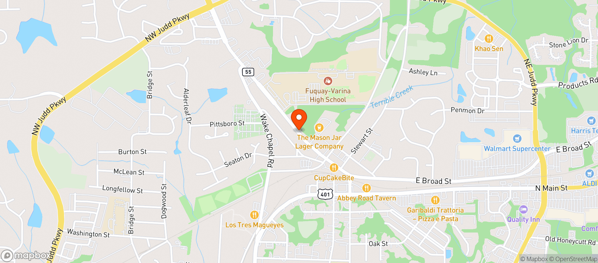 Map showing Mason Jar Brewery